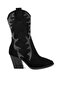 Women Rhinestones Embellished Calf Boots in Black - 2