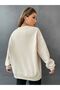 Unisex Beige London Printed Crew Neck Oversize Sweatshirt - 3