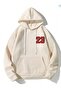 Unisex Beige California Los Angeles 23 Printed Oversized Hooded Sweatshirt - 2