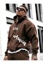 Men's Brown Los Angeles Printed Oversize Hooded Sweatshirt - 2
