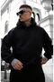 Men's Black Back God We Printed Oversize Hooded Sweatshirt - 2