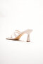 Women's Blunt-Toe Design Heeled Slippers Prana Beige Patent Leather - 4