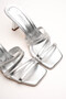 Women's Blunt-Toe Design Heeled Slippers Prana Silver - 3
