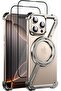 Minimalist Metal Frameless Case with 360° Kickstand for iP 16 Pro Max (Titanium+2 Glass)