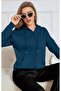 Women's Petrol Blue Zippered Hooded Cardigan - 3