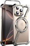 Minimalist Metal Frameless Case with 360° Kickstand for iP 16 Pro Max (Titanium+1 Glass)