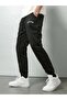 Men's Black Ribbed New York Printed Tracksuit Bottoms - 2