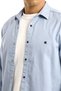 Collared Buttoned Long Sleeve Snap Fastener Denim Look Light Blue Men's Shirt - 2