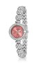 Luxury Stone Flower Pattern Cord Women Wrist Watch Silver Red Color Pl-1584B8X - 3