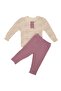 Baby Girl Ecru Purple Bow Patterned 2-Piece Set - 2