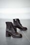 Mirora women's genuine leather lace-up heeled boots brown - 6