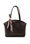 Brown Color Shk274 Faux Leather Zippered Single Compartment Hand, Arm and Shoulder Bag with Scarf Gift