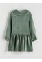 Alita City Lcw Kids Turquoise Velvet Plain Girls' Dress with a Difference - 4