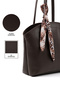 Brown Color Shk274 Faux Leather Zippered Single Compartment Hand, Arm and Shoulder Bag with Scarf Gift - 5