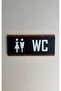 Women Men Unisex Wc Toilet Direction Sign Double Layer Black over Walnut Uv Printed Adhesive