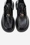 Band Black Wrinkled Patent Leather Genuine Leather Lace-Up Women's Loafer Shoes - 2