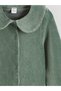 Alita City Lcw Kids Turquoise Velvet Plain Girls' Dress with a Difference - 5