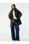 Leather-Look Waterproof K Hooded Coat with Faux Fur Inside and Zippered Pockets