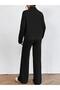 Women's Turtleneck Cotton Striped Pattern Casual Relaxed Two-Piece Set - 4