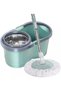 Easy 360° Spin Mop and Bucket set Stainless Steel Handle, 2 Microfiber Reusable Pads Aqua Green