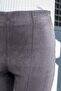 Suede Stretch Fabric Fabric High Waist Front Back Stitched Isanyol Leggings Trousers (Jacket 30071)-Gray - 6