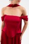 Women's Burgundy Shawl Collar Strapless Promise Engagement Evening Dress - 5