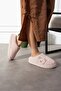 Teddy Bear Embroidered Women's Soft Plush Furry Inside Dowry Bundle Bridal House Slippers - 3
