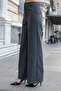 Women's High Waist Side Pockets Wide Leg Palazzo Lightweight Stretchy Fabric Pants-Anthracite Thick Line - 4