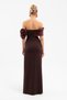 Women's Brown Slim Fit Collar Detail Slit Long Evening Dress - 6