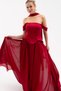 Women's Burgundy Shawl Collar Strapless Promise Engagement Evening Dress - 3