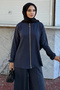 Zippered Double Suit Z5699 Navy Blue - 2