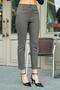 High Waist Thick Belted Pockets Narrow Leg Ankle Length Cotton Stretch Fabric Fabric Trousers - Khaki - 4
