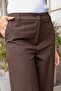 High Waist Side Pockets Wide Leg Lightweight Stretchy Woven Fabric Palazzo Pants - Brown - 8