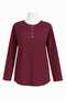 Women Stretch Fabric Middle Age and Above Winter Knitwear Burgundy Mother Combed Cotton Blouse New Season Twist Patterned - 7