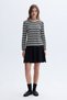Women's Black Ribbed Stitching Detailed Mini Skirt