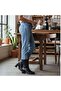 Black Leather Thick Heeled Women's Boots with Back Zipper