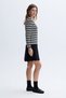 Women's Black Ribbed Stitching Detailed Mini Skirt - 4