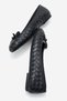 Preslie Women's Genuine Leather Ballet Flats Black Hand Knitted Color-Match Leather Lining - 8