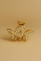 5 cm Gold Butterfly Shaped Hair Clip with Stone and Pearl Detail – Elegant and Sparkling Metal Barrette - 2