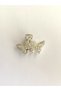 5 cm Silver Butterfly Shaped Hair Clip with Stone and Pearl Detail – Elegant and Sparkling Metal Barrette - 3