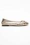 Perry Women's Genuine Leather Ballet Flats Gold Hand Knitted - 5