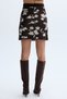 Women's Dark Brown Jacquard Floral Patterned Mini Skirt - 4