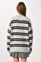Striped Wool Effect Knitwear Sweater Lmt0050 Gray Brown - 3