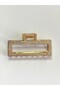 7 cm Colorful Stone Rectangular Gold Hair Clip – Sparkling and Modern Metal Barrette - 3