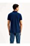 Solid Indigo Polo Yaka Mavi Tişört - 3