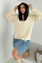 Women's Denim Detail Hooded Designer Knit Dress - 2