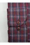 Regular Fit Winter 100% Cotton Long Sleeve Button-Up Collar Plaid Burgundy Shirt 3866R - 3