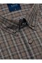 Regular Fit Winter 100% Cotton Long Sleeve Button-Up Collar Plaid Brown Shirt 3866K - 2