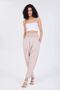 Women's Beige Elastic Waist Trouser Pants