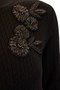 Long Sleeve Crew Neck Floral Embroidery Knit Blouse - 8